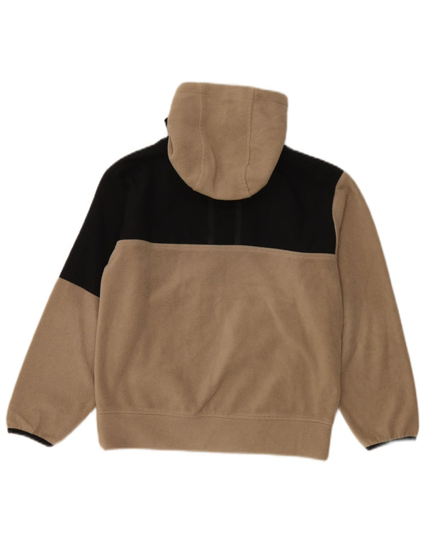 Zara Boys Hætte Fleece Jumper 9-10 år Beige Colourblock
