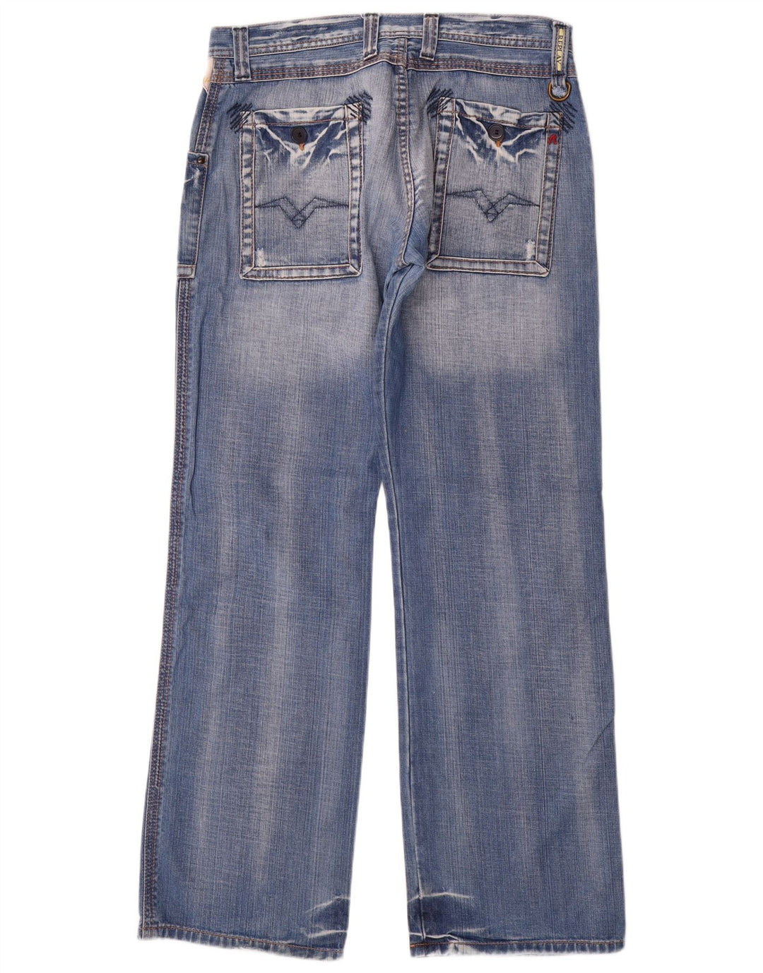 Replay Herre Straight Jeans W34 L34 Blå Bomuld