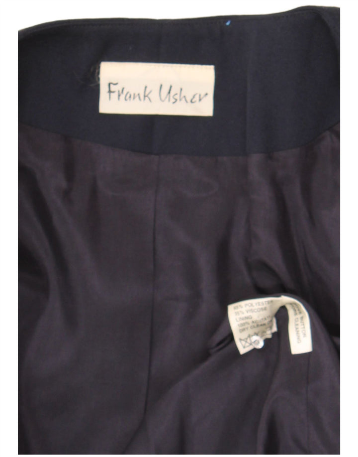 FRANK USHER Womens Crop Open Blazer Jacket UK 8 Small Navy Blue Polyester