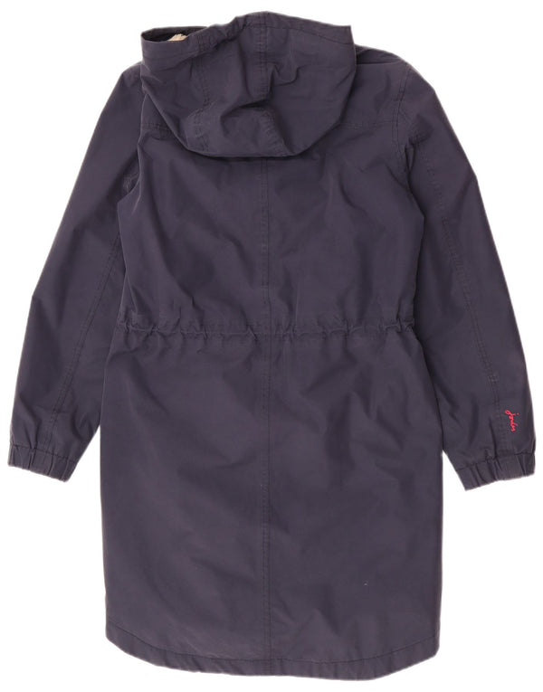 Joules Dame Hooded Parka Jacket UK 10 Small Navy Blue Cotton
