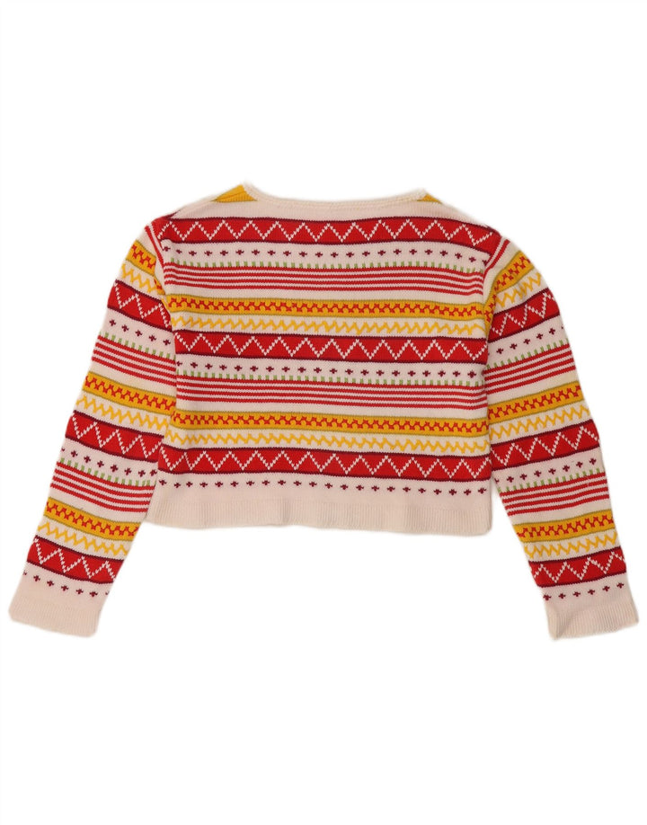 Vintage Dame Boat Neck Jumper Sweater UK 12 Medium Multicolored