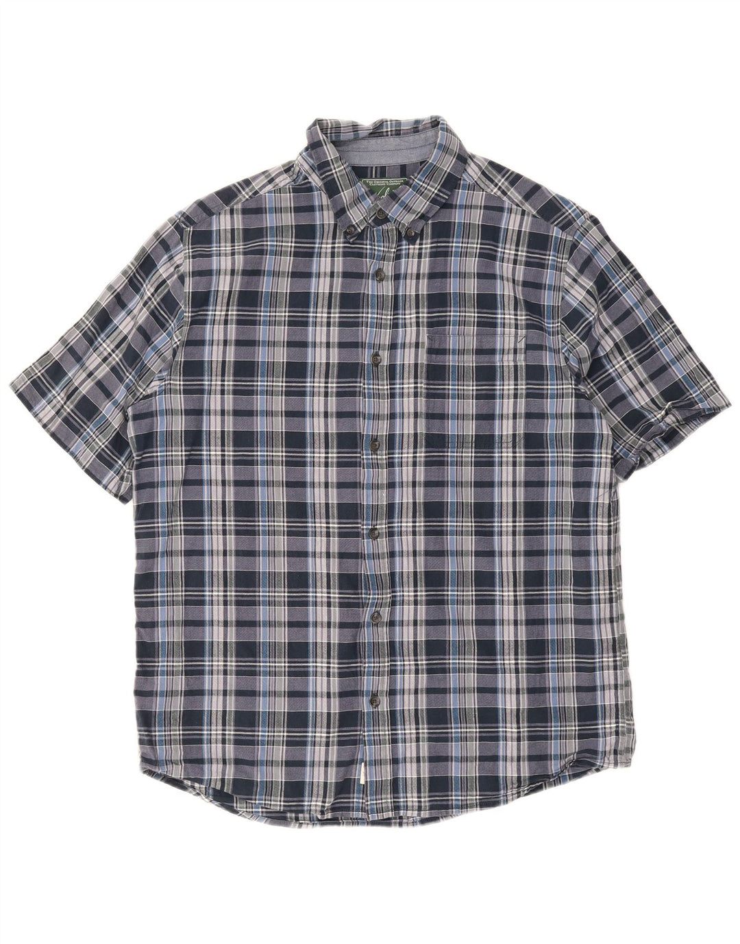 Woolrich kortærmet herreskjorte med normal pasform Stor blå plaid bomuld