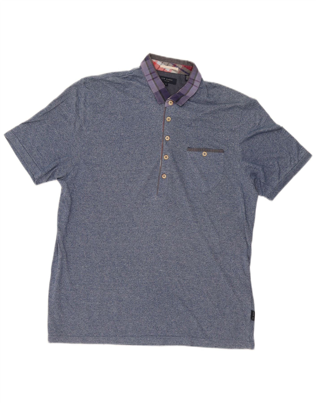 Ted Baker Polo Shirt til mænd Størrelse 6 2XL Blå Flecked Bomuld