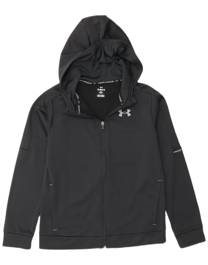 UNDER ARMOUR Boys Zip Hoodie Sweater 11-12 Years Large Black Polyester