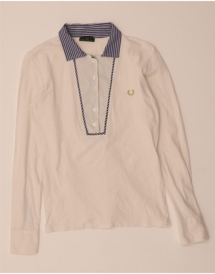FRED PERRY Girls Pullover Shirt 11-12 Years Large White Colourblock Vintage Fred Perry and Second-Hand Fred Perry from Messina Hembry 