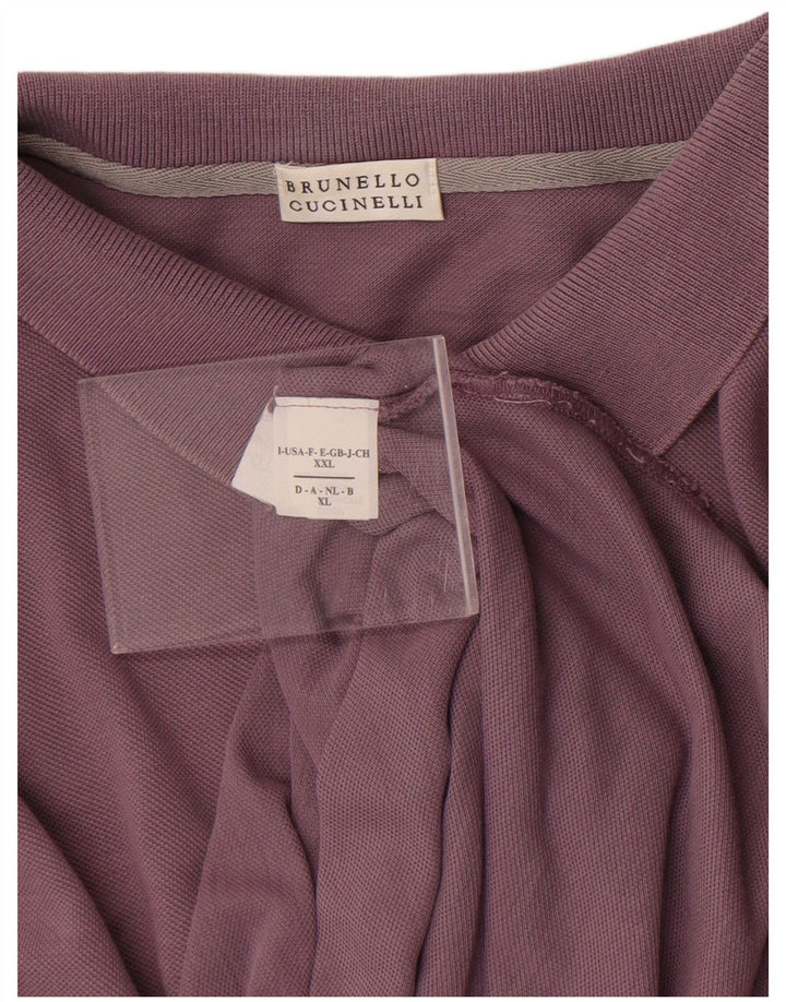 Brunello Cucinelli herre poloshirt XL Lilla bomuld Classic