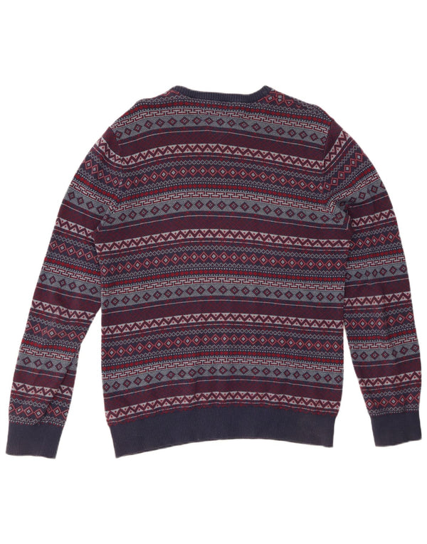 TOMMY HILFIGER sweater med rund hals til mænd Medium marineblå Fair Isle