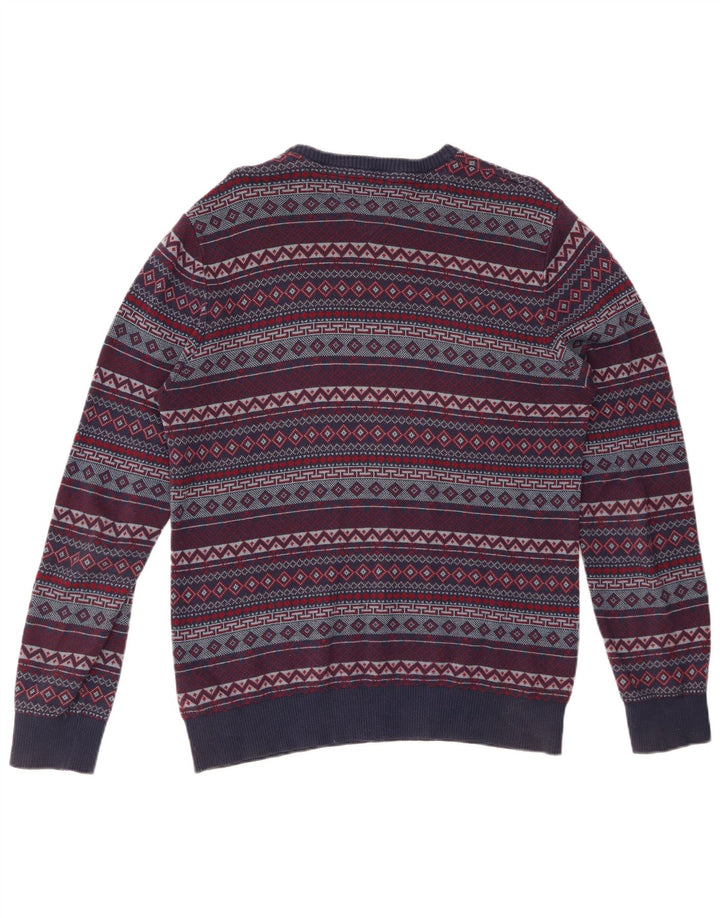 TOMMY HILFIGER sweater med rund hals til mænd Medium marineblå Fair Isle