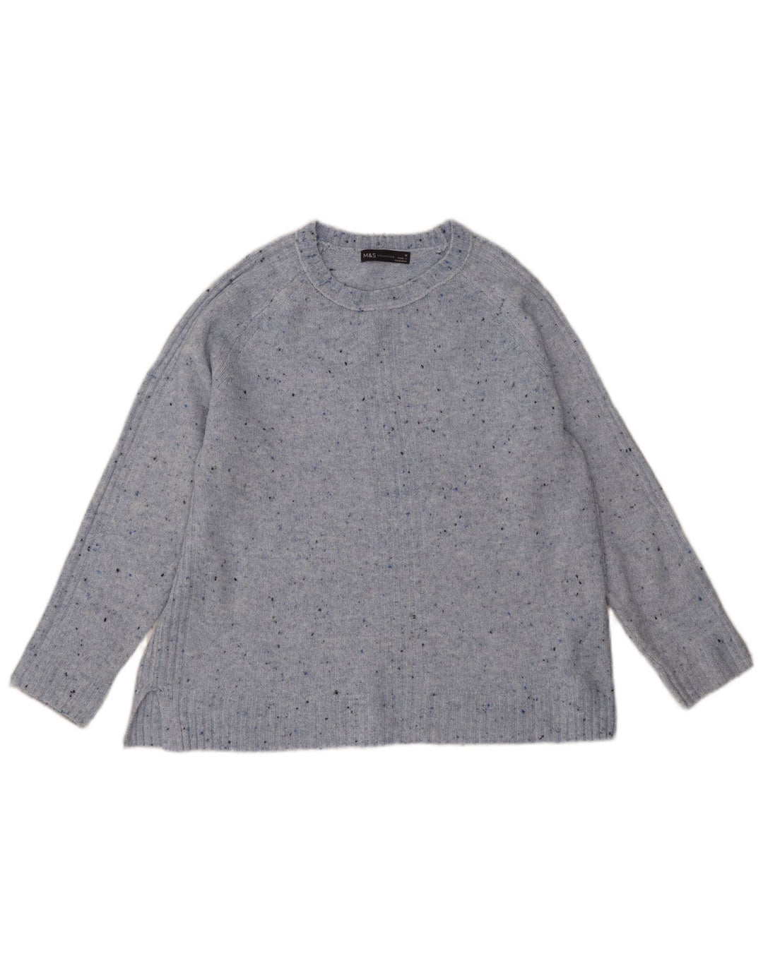 Marks & Spencer Dame Boat Neck Jumper Sweater UK 14 Medium Blue Flecked