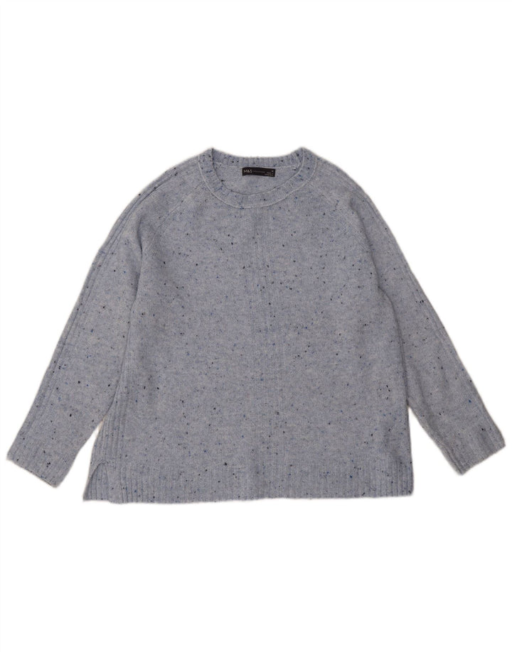 Marks & Spencer Dame Boat Neck Jumper Sweater UK 14 Medium Blue Flecked