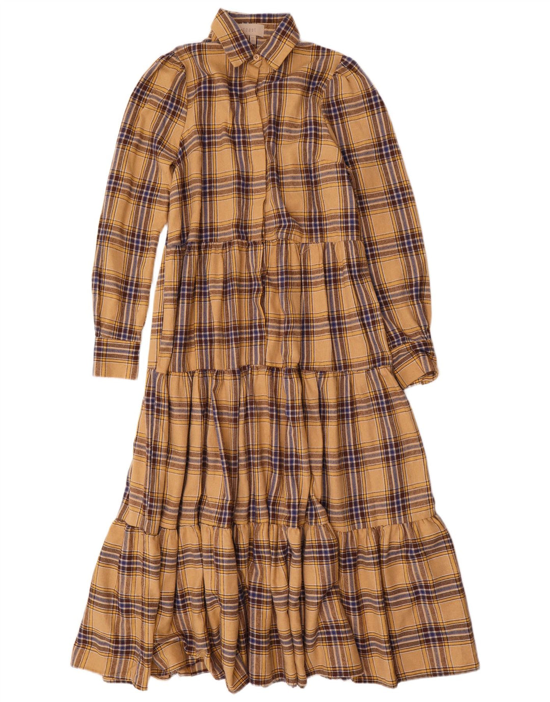 Coast Dame Langærmet Maxikjole UK 10 Small Beige Ternet polyester