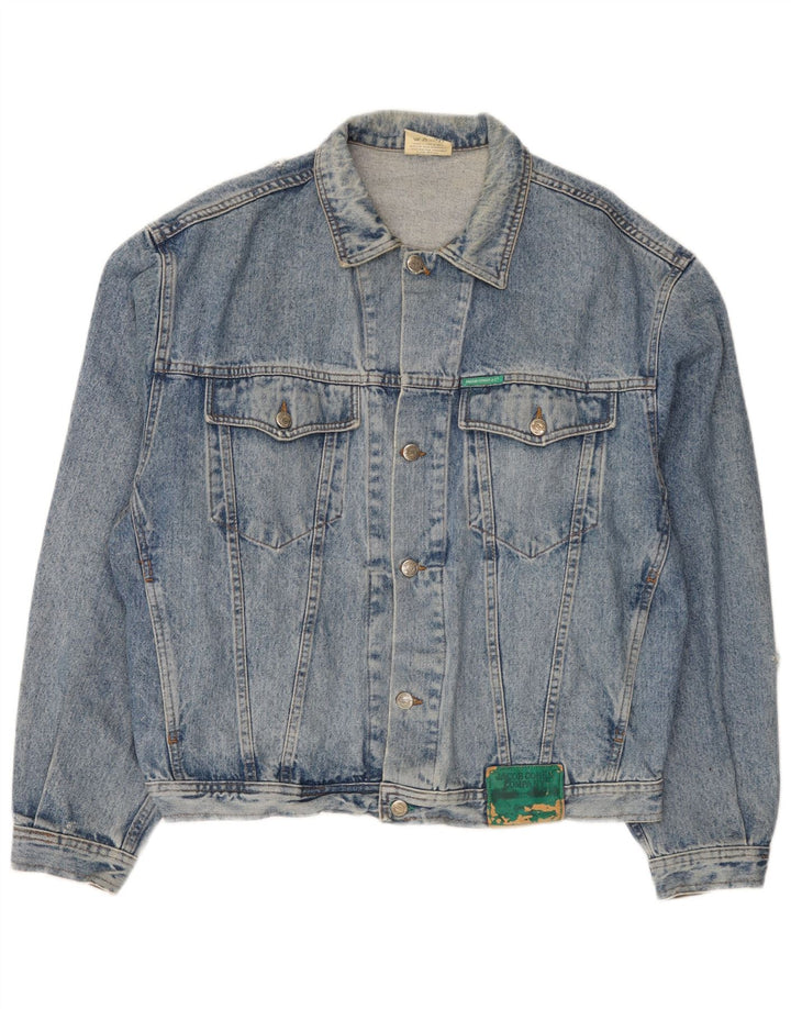 Jacob Cohen Herre Distressed Denim Jacket UK 42 XL Blå Bomuld