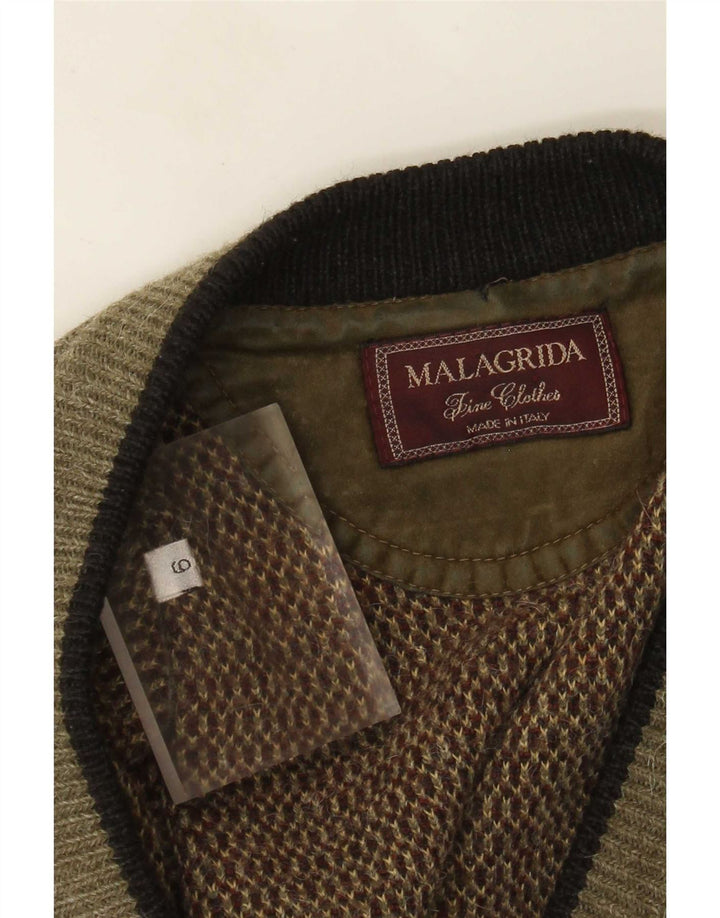 Malagrida Herre Cardigan Sweater Stor Khaki Geometrisk