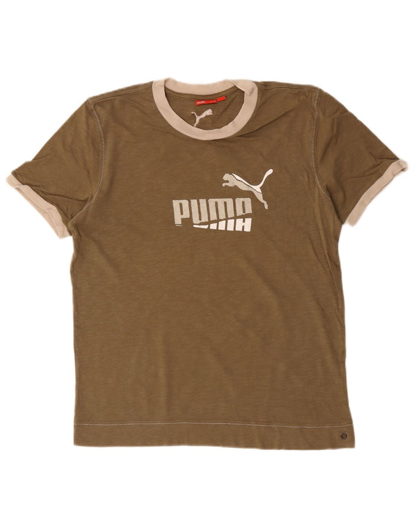 Puma Herre grafisk T-shirt Top Medium Brun Bomuld