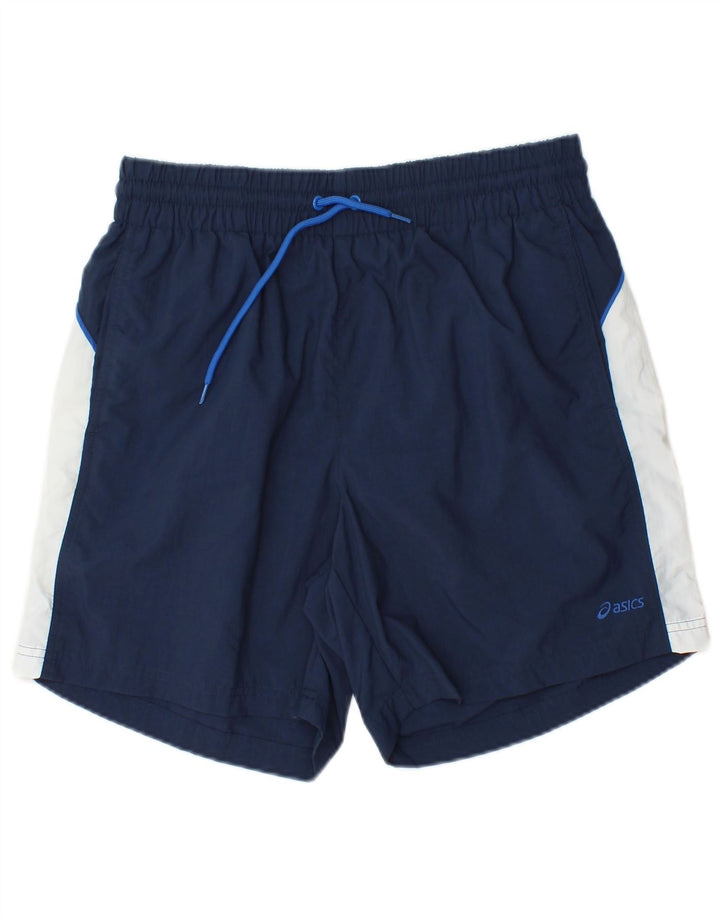 Asics Herre grafiske sportsshorts Large Navy Blue Colourblock Polyamid