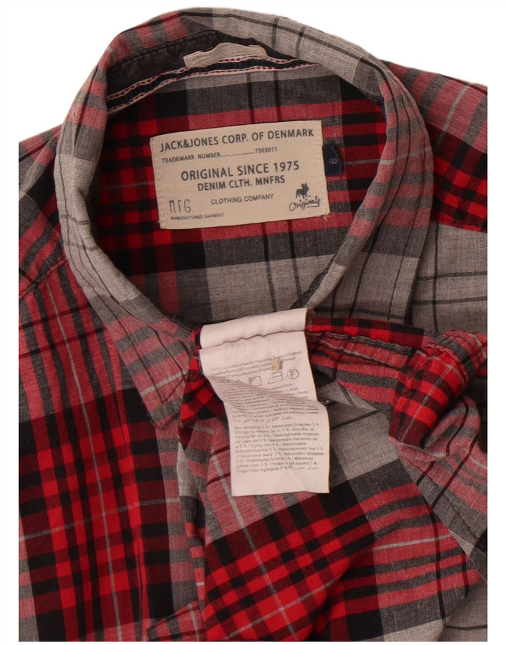Jack & Jones herre flannel skjorte lille rød ternet bomuld
