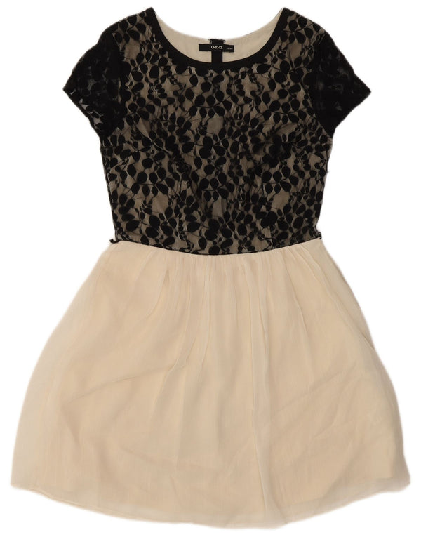 Oasis Kvinder Kortærmet Skede Kjole UK 8 Small Off White Floral