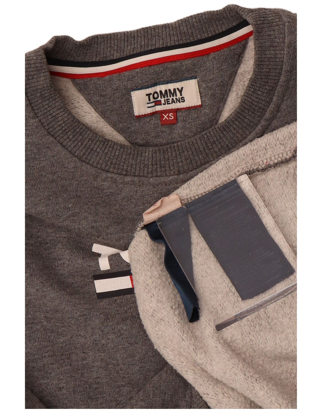 TOMMY HILFIGER Dame Oversized grafisk sweatshirt trøje UK 6 XS Grå