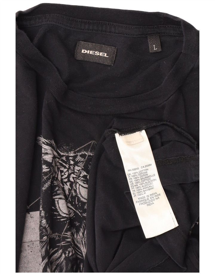 Diesel Herre Grafisk T-Shirt Top Stor Marineblå