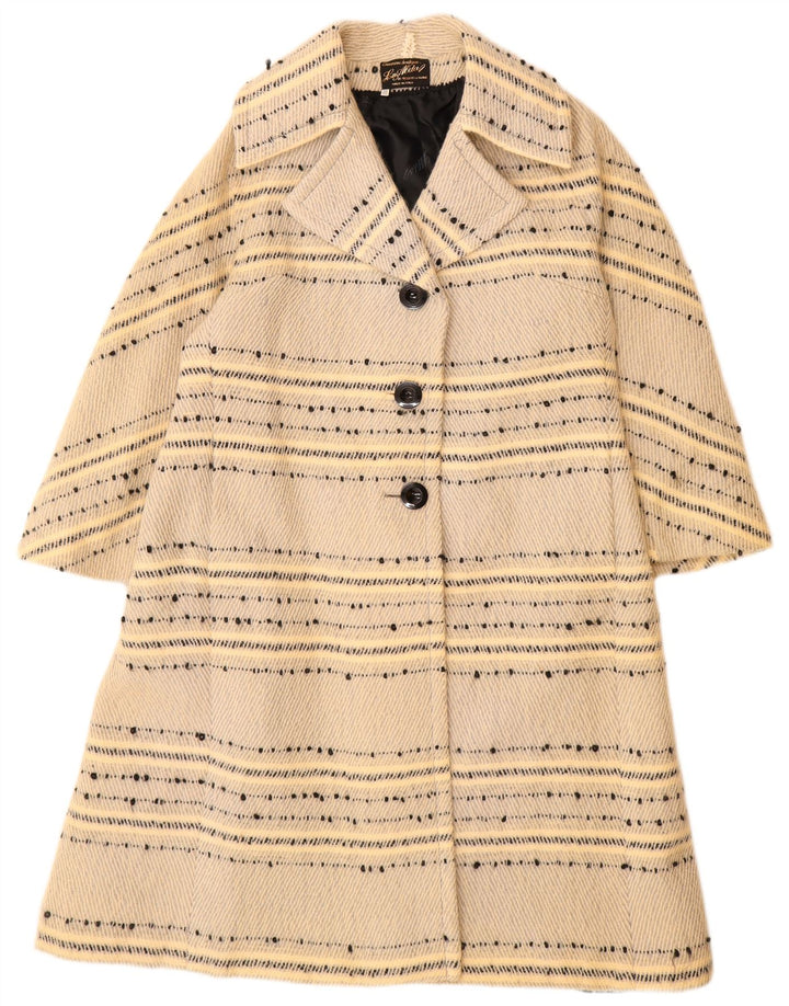 Vintage overfrakke til kvinder IT 46 Large Off White Stribet