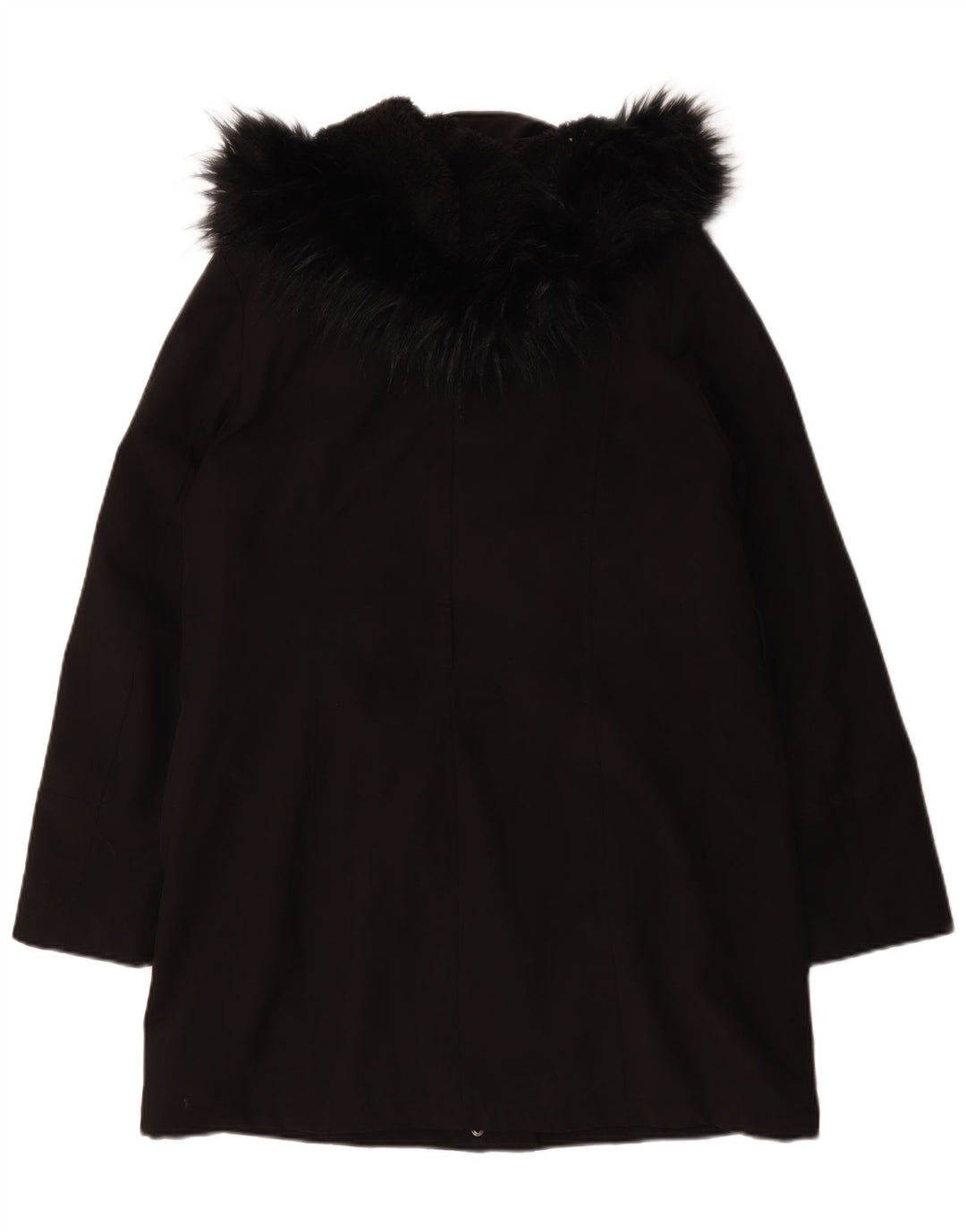 Dkny Dame Hætte Sherpa Overfrakke UK 16 Stor Sort Polyester