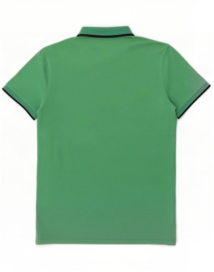 Massimo Dutti herre poloshirt mellemgrøn stribet bomuld