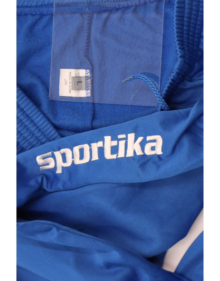 Vintage herre grafisk træningsdragt bukser jogger store blå polyester