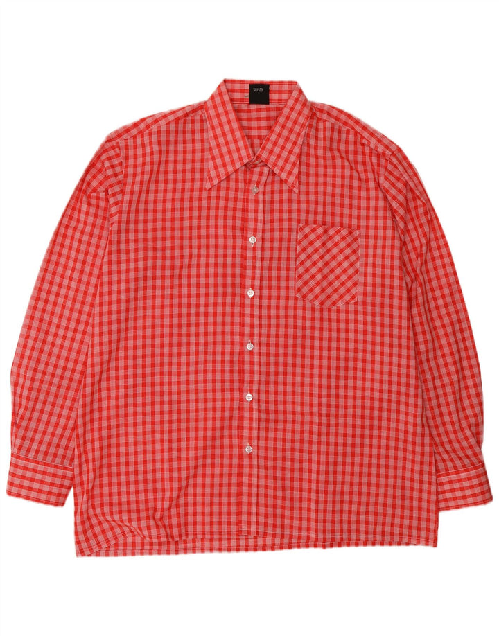 Vintage herreskjorte XL rødternet polyester