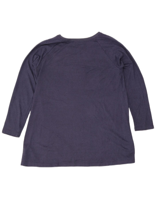 Marks & Spencer Dame Langærmet Tunika Top UK 16 Stor Blå Polyester