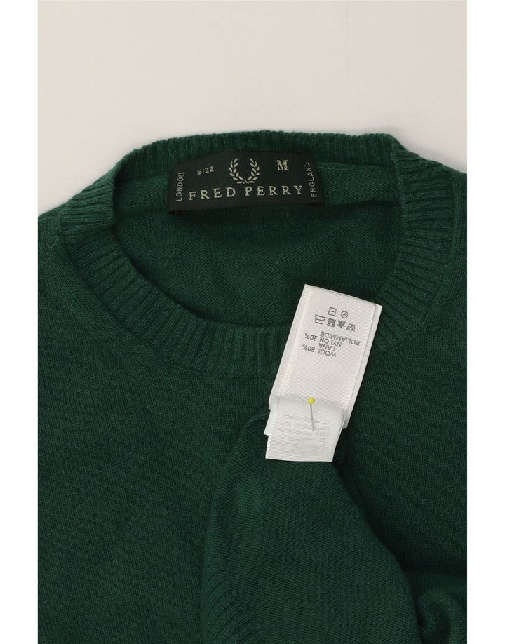 Fred Perry Herre sweater med rund hals, mellemgrøn uld