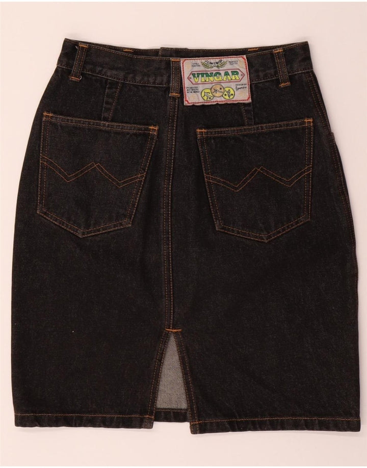 VINGAR Womens Denim Skirt W26 Small  Black Cotton Vintage Vingar and Second-Hand Vingar from Messina Hembry 