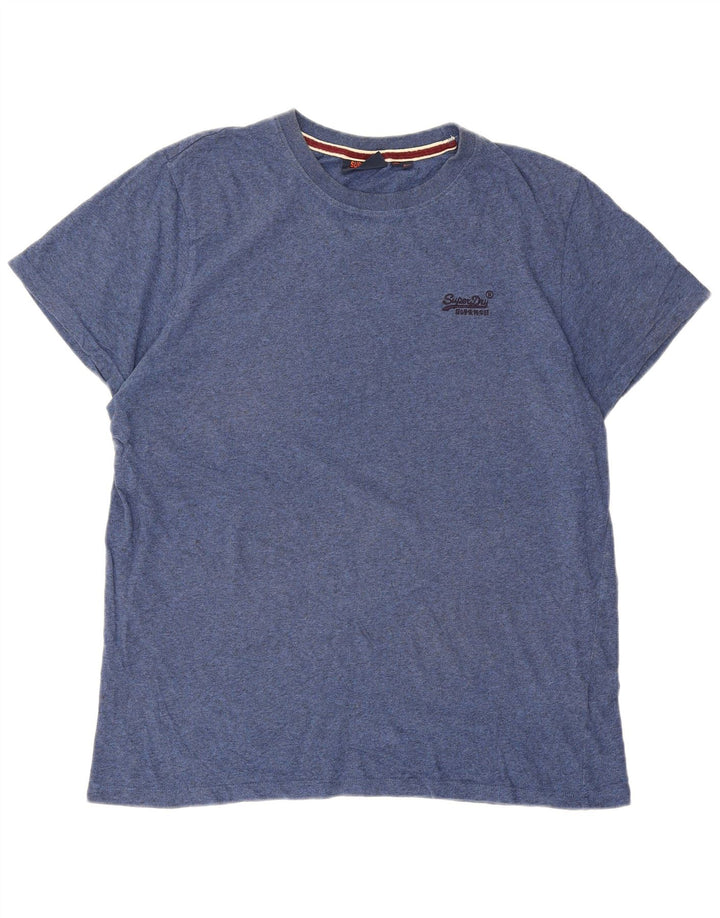 Superdry Herre T-shirt Top 2XL Blå Flecked Bomuld