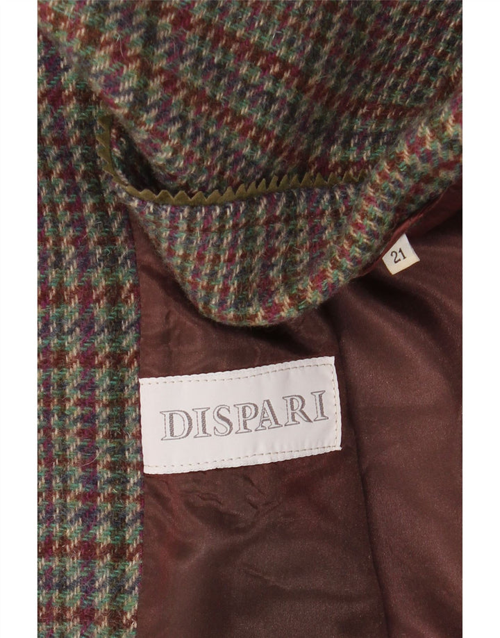 Vintage Dame 2-knaps blazerjakke UK 14 Large Green Houndstooth