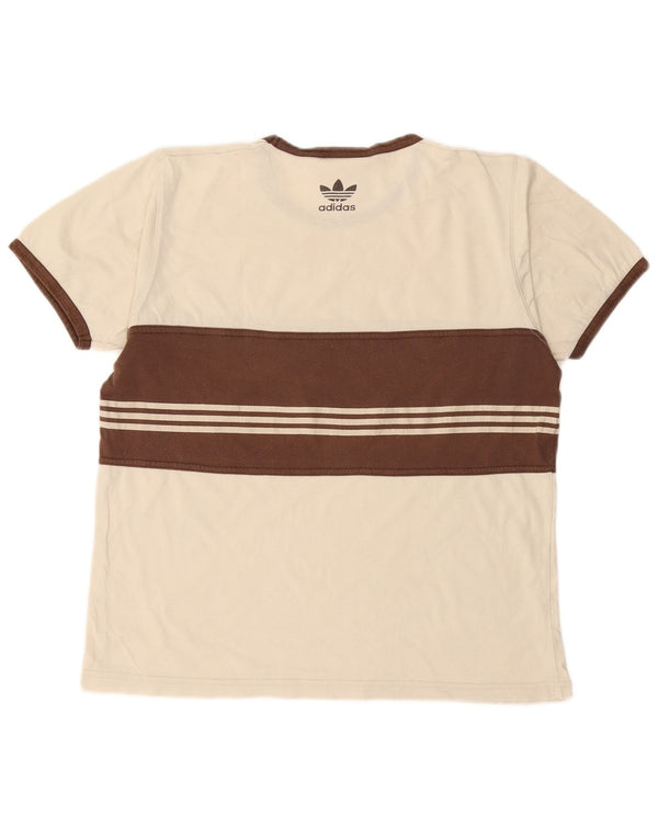Adidas Herre grafisk T-shirt Top Medium Off White Colourblock Bomuld