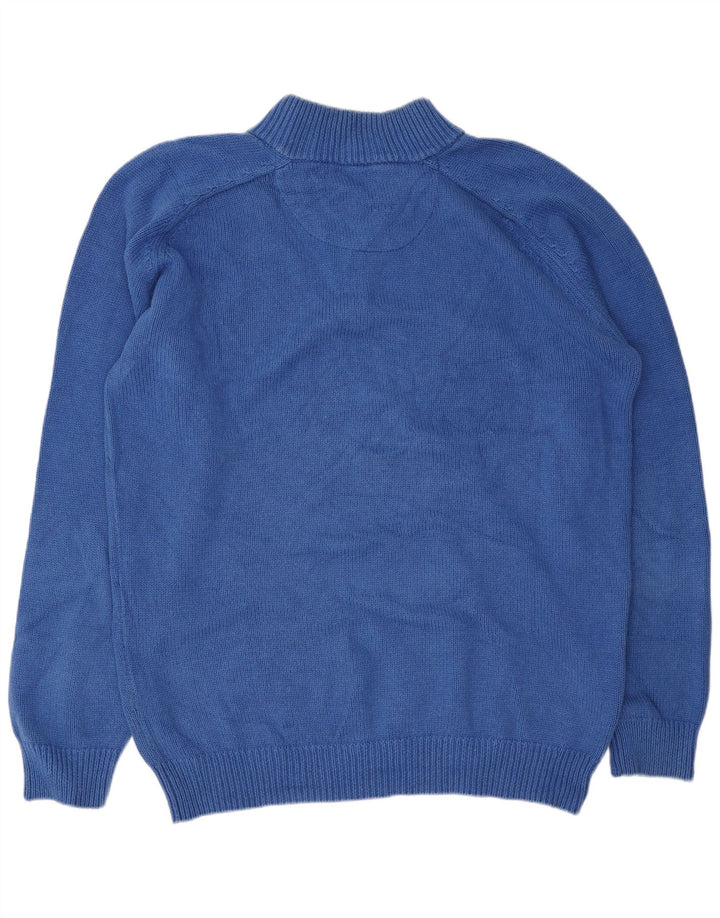 Massimo Dutti Herre Button Neck Jumper Sweater 2XL Blå Bomuld