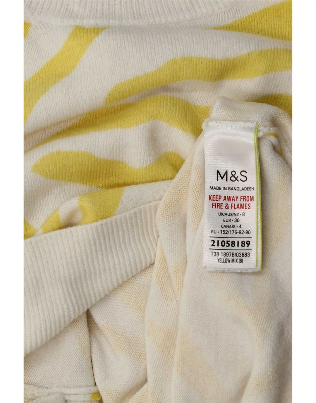 Marks & Spencer Dame Boat Neck Jumper Sweater UK 8 Small Yellow