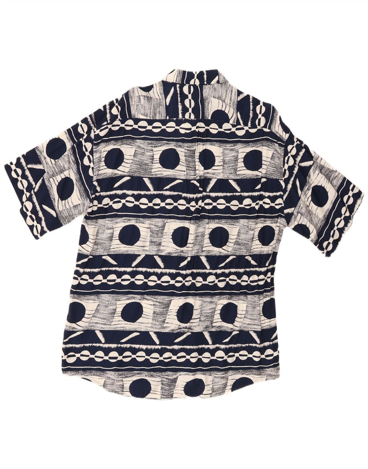 Big Match Kortærmet Herreskjorte XL Navy Blue Geometric
