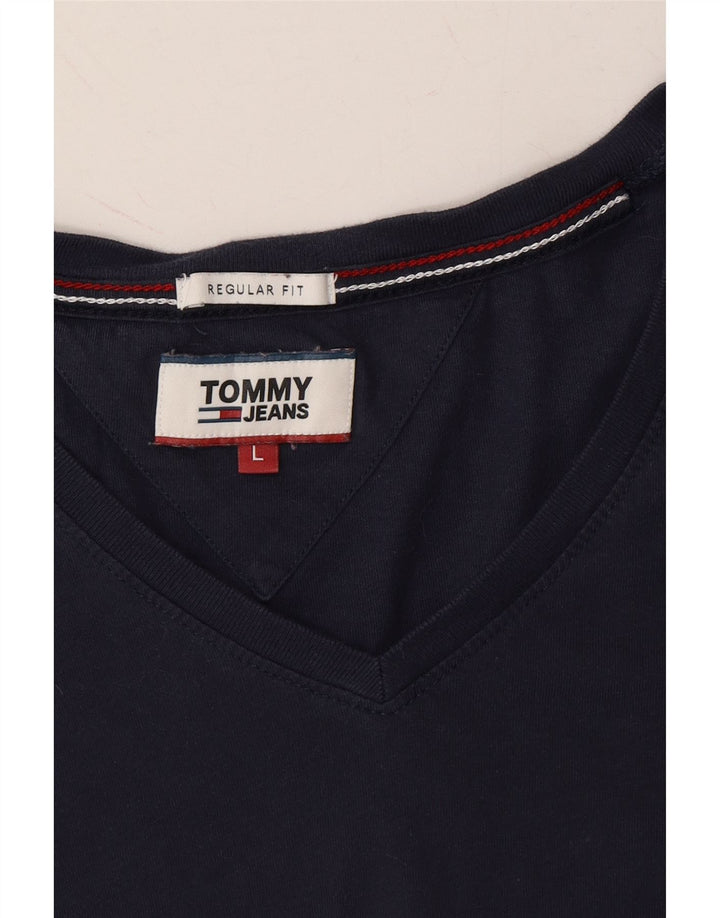 TOMMY HILFIGER Mens Regular Fit T-Shirt Top Large Navy Blue Cotton Vintage Tommy Hilfiger and Second-Hand Tommy Hilfiger from Messina Hembry 