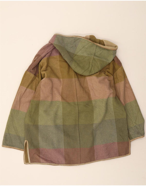 Vintage Dame Hætte Oversized Duffle Coat IT 42 Medium Khaki Ternet uld