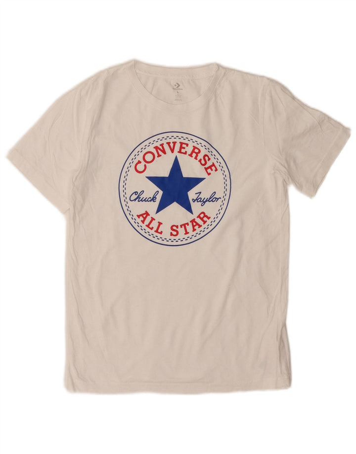 CONVERSE Boys Graphic T-Shirt Top 12-13 Years Large White Cotton