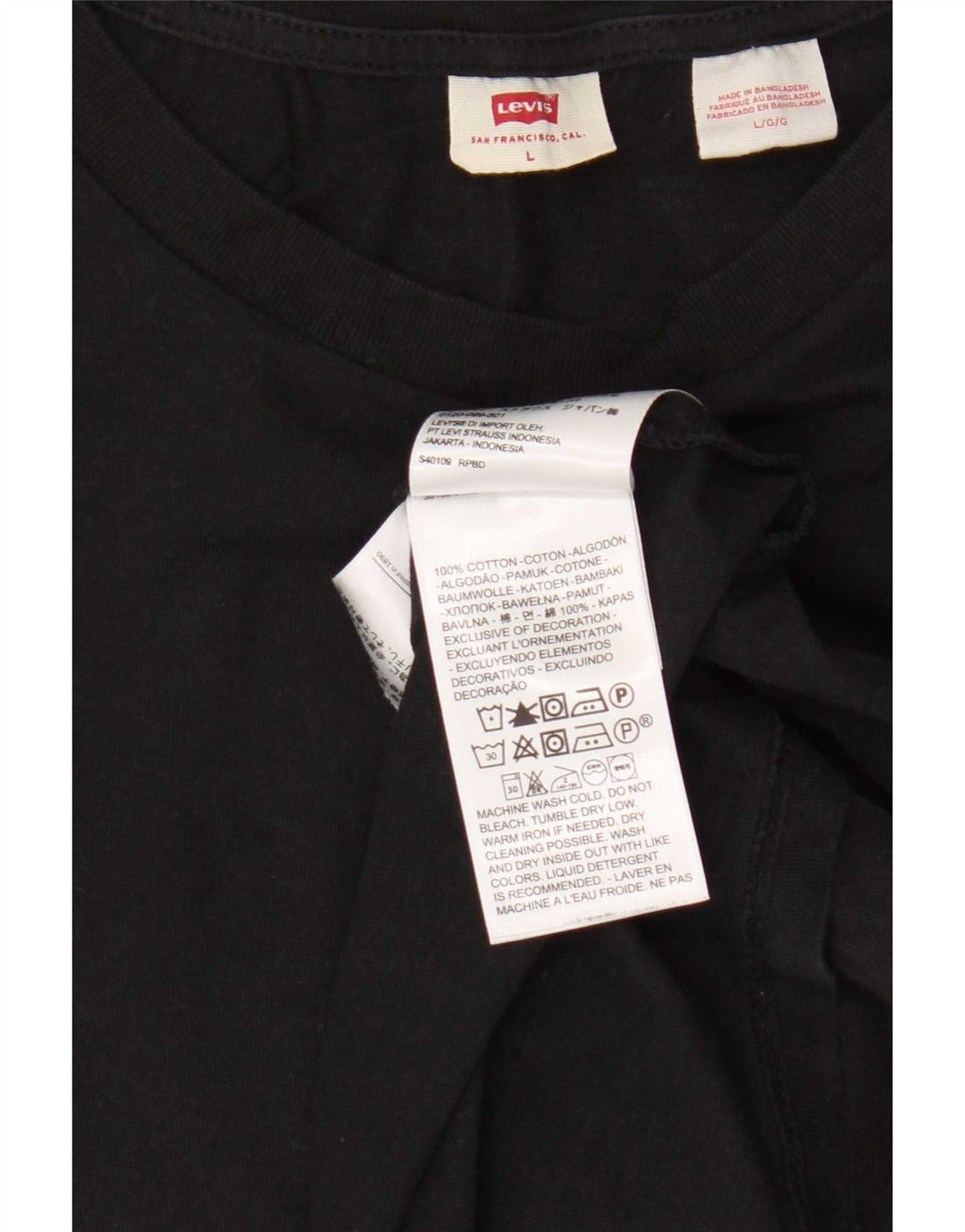 Levi's Dame T-Shirt Top UK 16 Stor Sort Bomuld