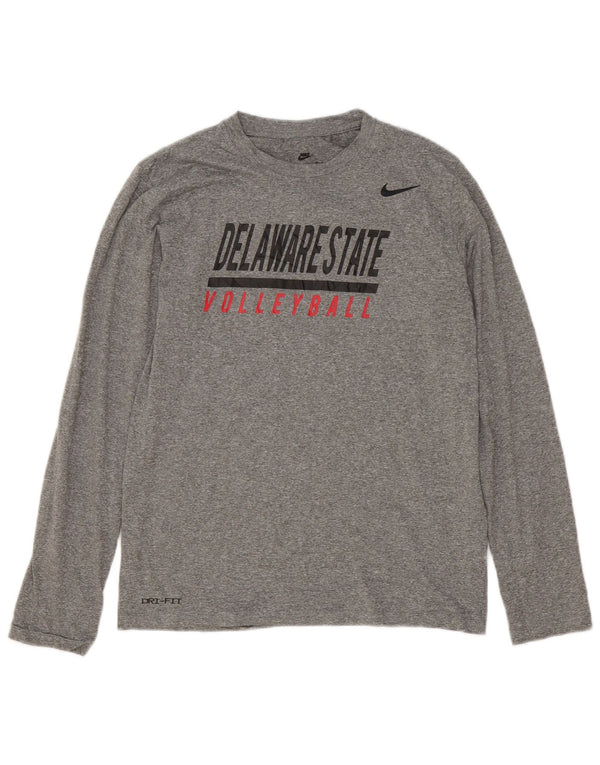 Nike Dame Grafisk Top Langærmet UK 12 Medium Grey Flecked Polyester