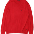 NAUTICA Mens V-Neck Jumper Sweater Large Red Cotton