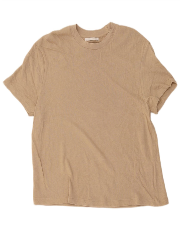Zara Herre T-shirt Top Medium Beige Bomuld