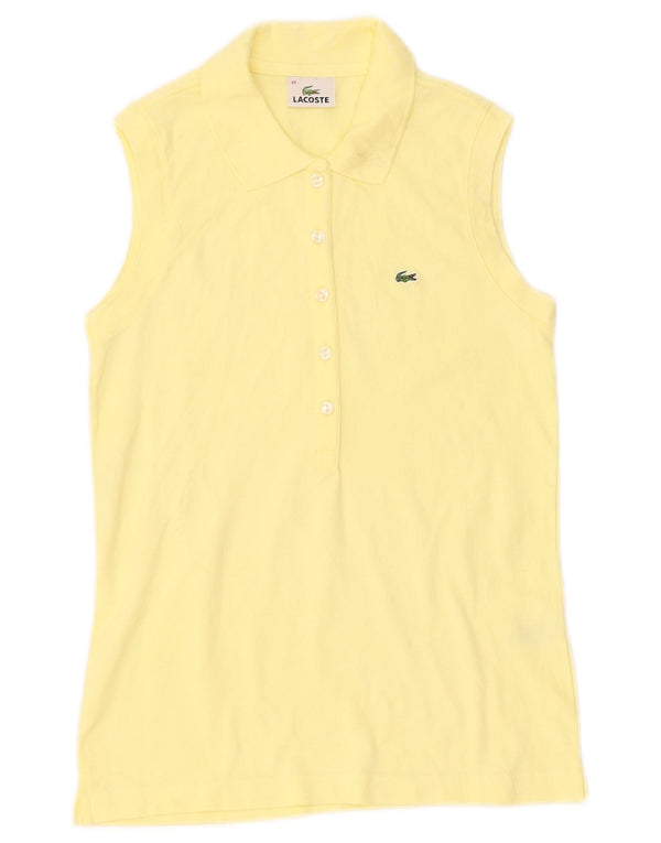 Lacoste Dame Ærmeløs Polo Shirt Størrelse 40 Medium Gul Bomuld