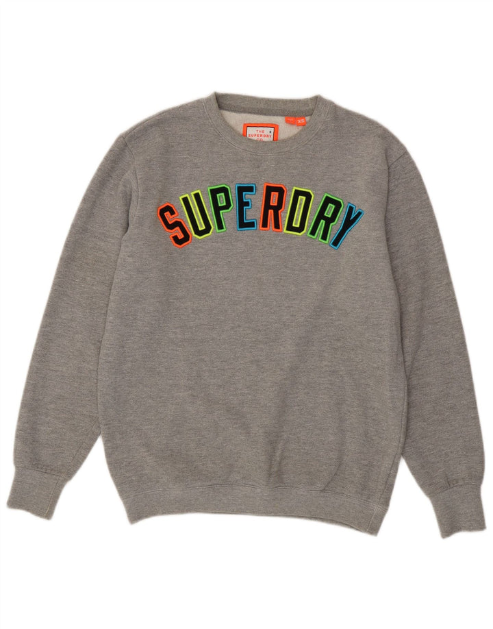 SUPERDRY Herre Loose Fit Grafisk Sweatshirt Jumper XS Grå Flecked Bomuld