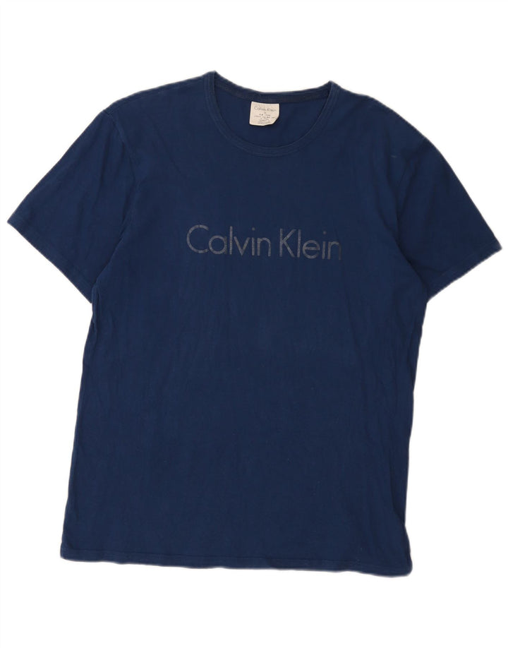 Calvin Klein Herre grafisk T-shirt Top Medium Marineblå Bomuld