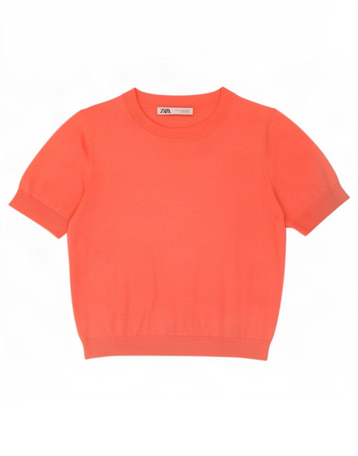 Zara Womens Crop Bluse Top UK 10 Small Orange