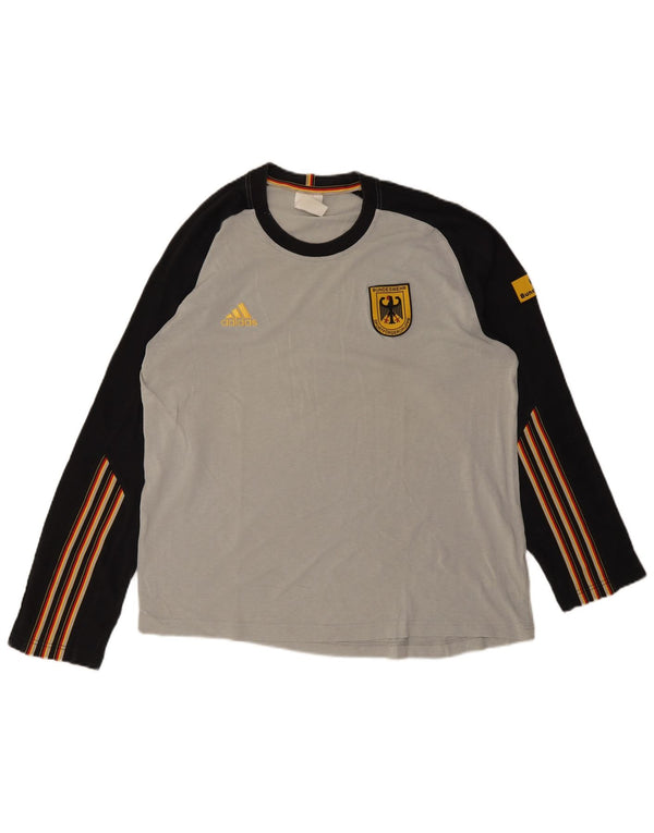 Adidas Herre Grafisk Top Langærmet UK 44/46 Large Grey Colourblock Modal