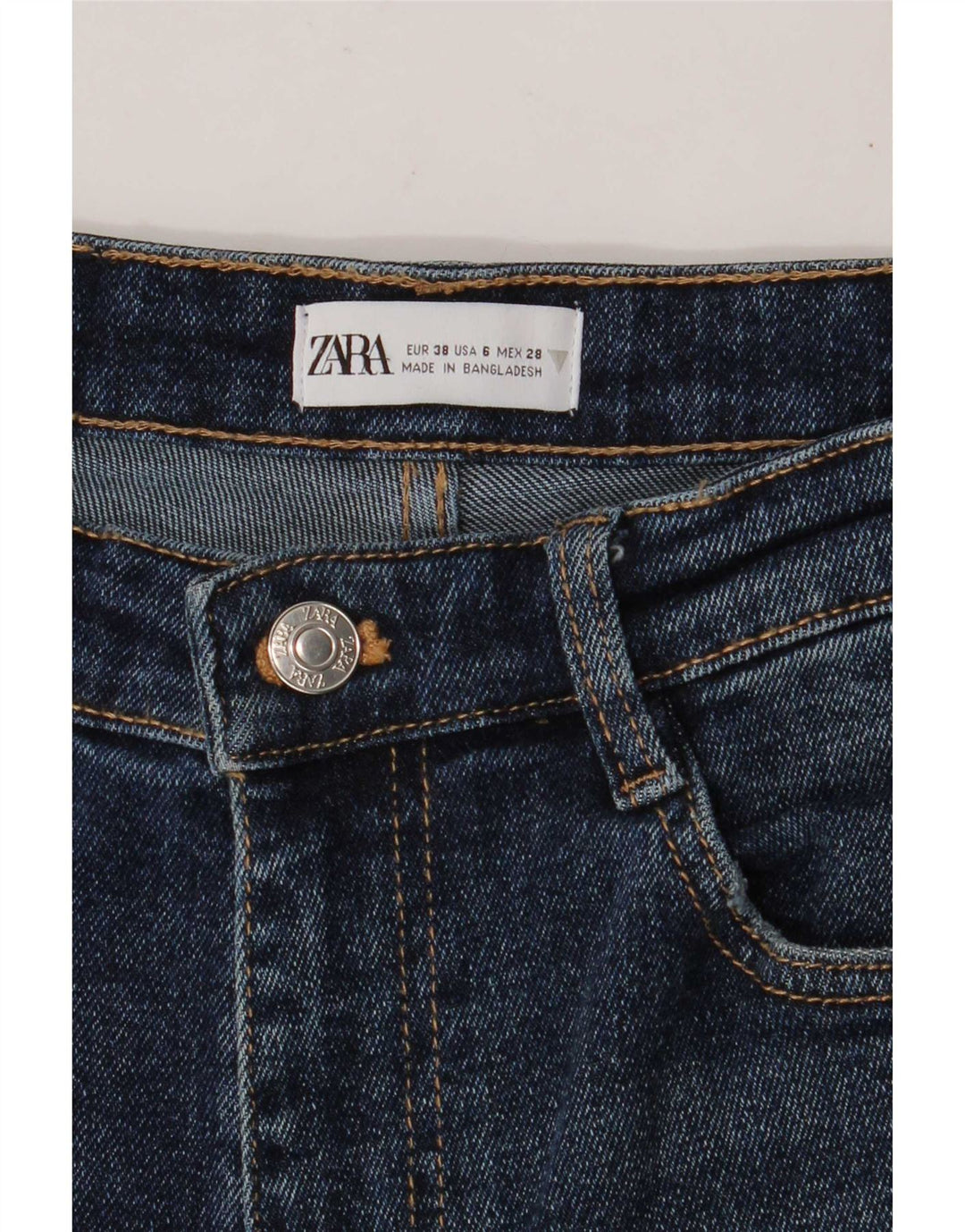 Zara Dame High Rise Slim Jeans EU 38 Small W28 L26 Blå
